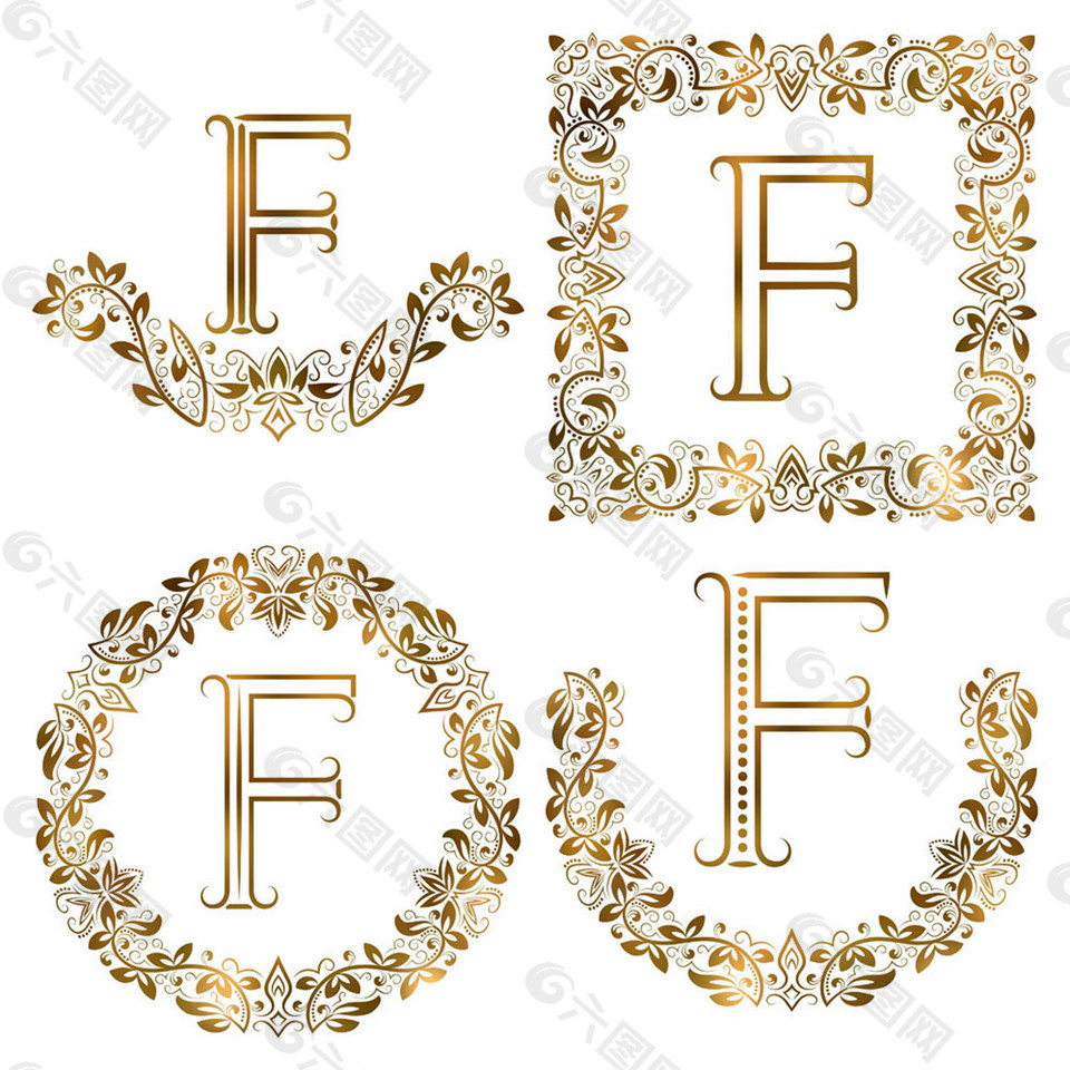 F花纹字母组合图片