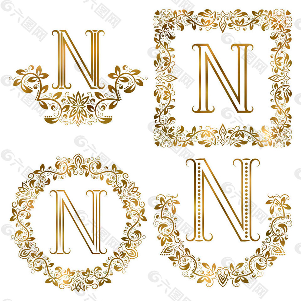 N花纹字母组合图片