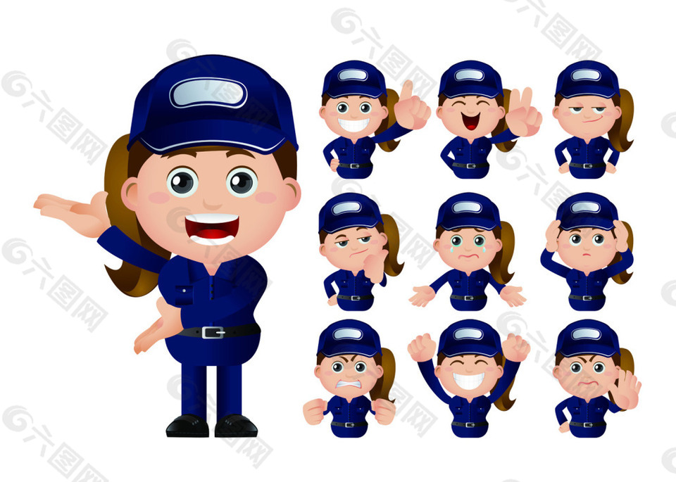 导购职业人物各种动作卡通矢量素材