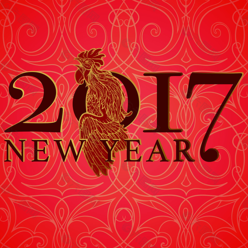 中国风鸡年新年矢量素材2017