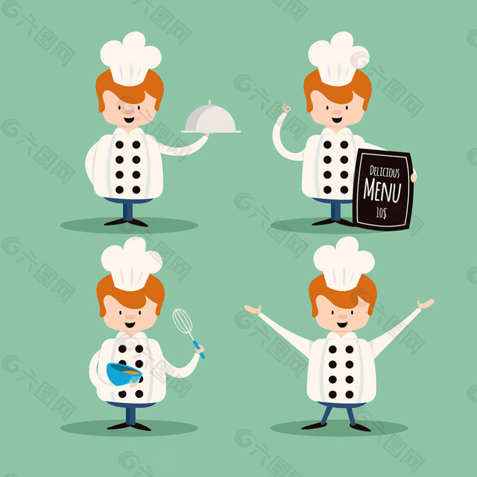 厨师人物平面设计图标