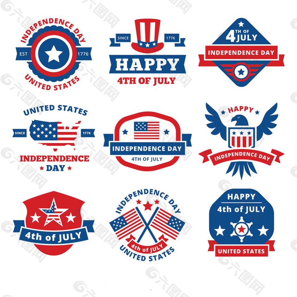 美国独立日分类装饰标签