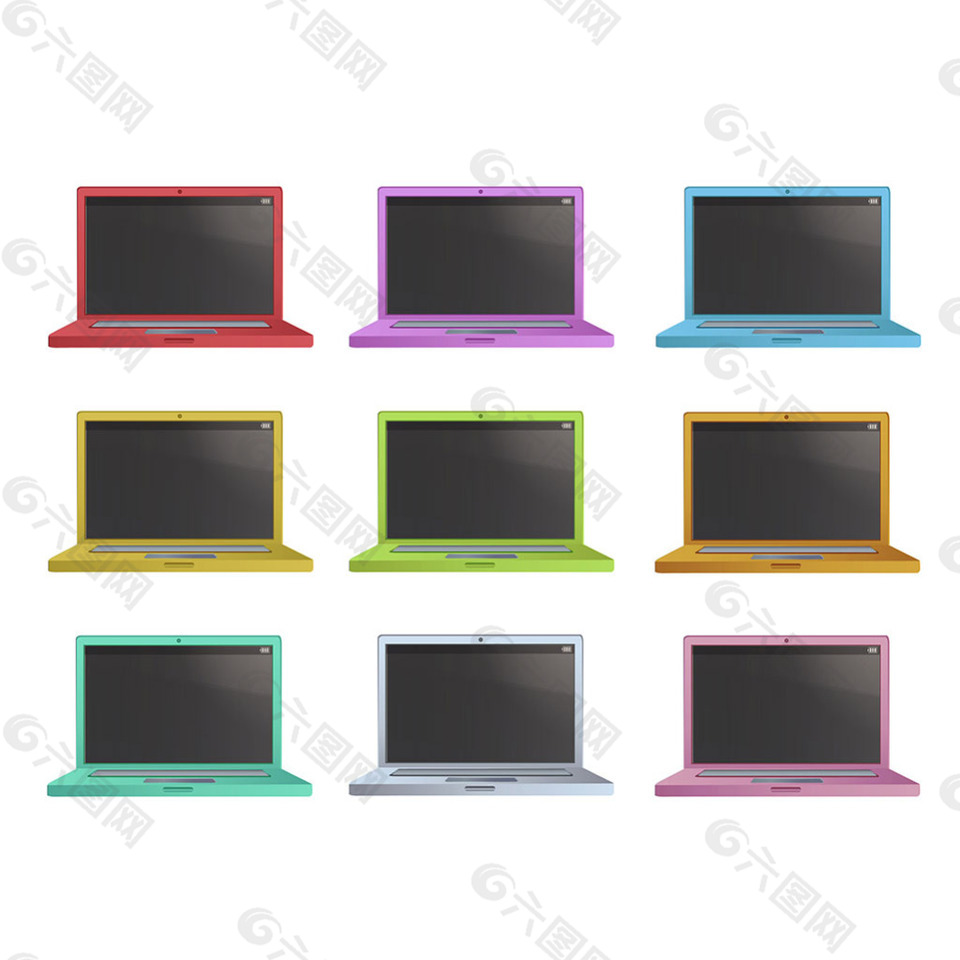 各种颜色笔记本电脑插图