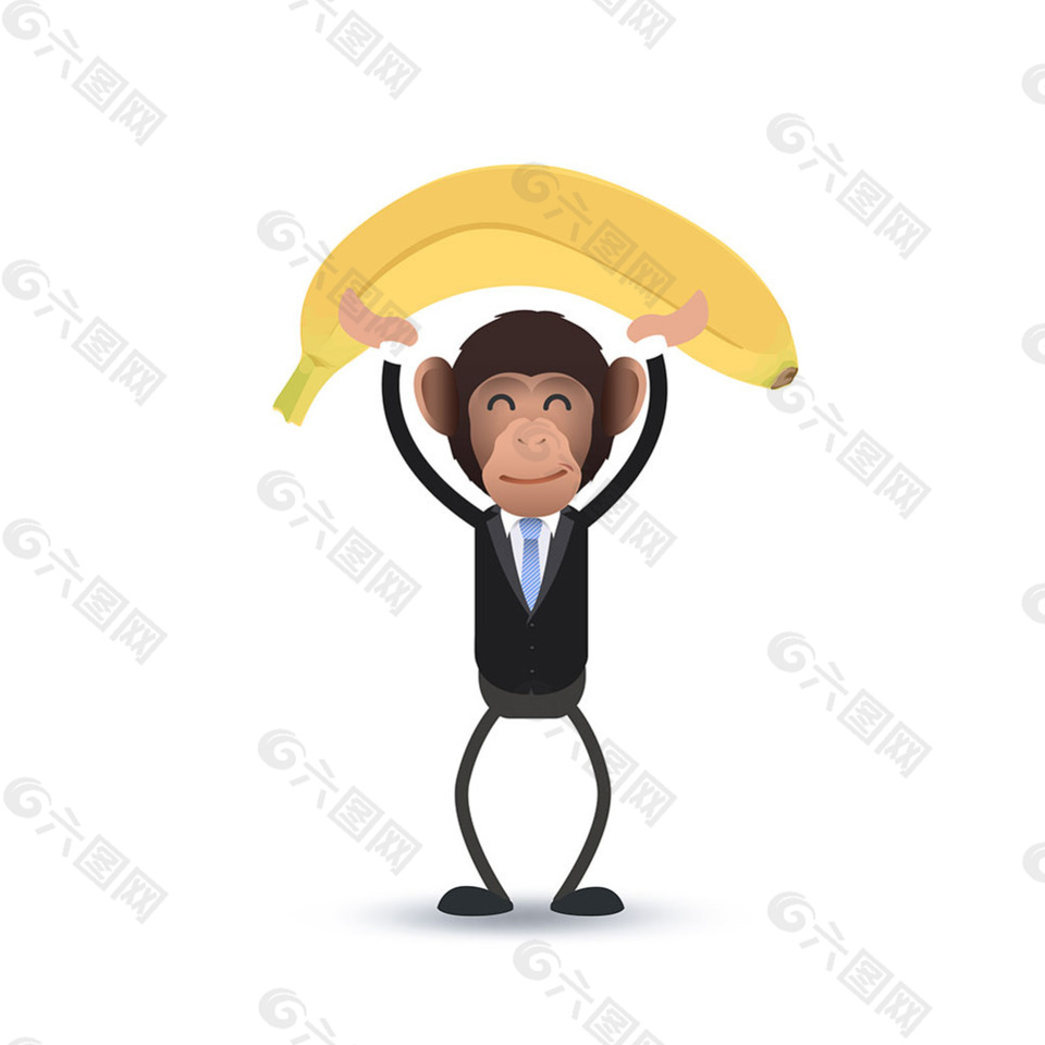 猴子举着香蕉插图背景