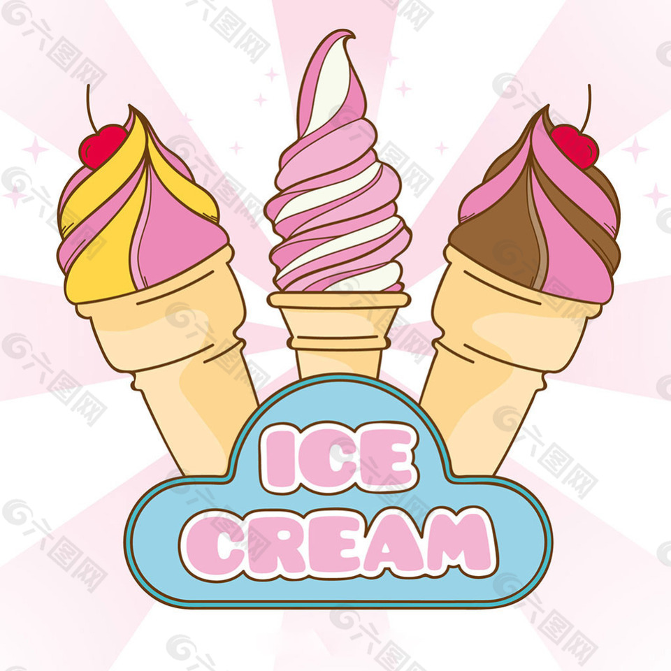 手绘冰淇凌插图背景