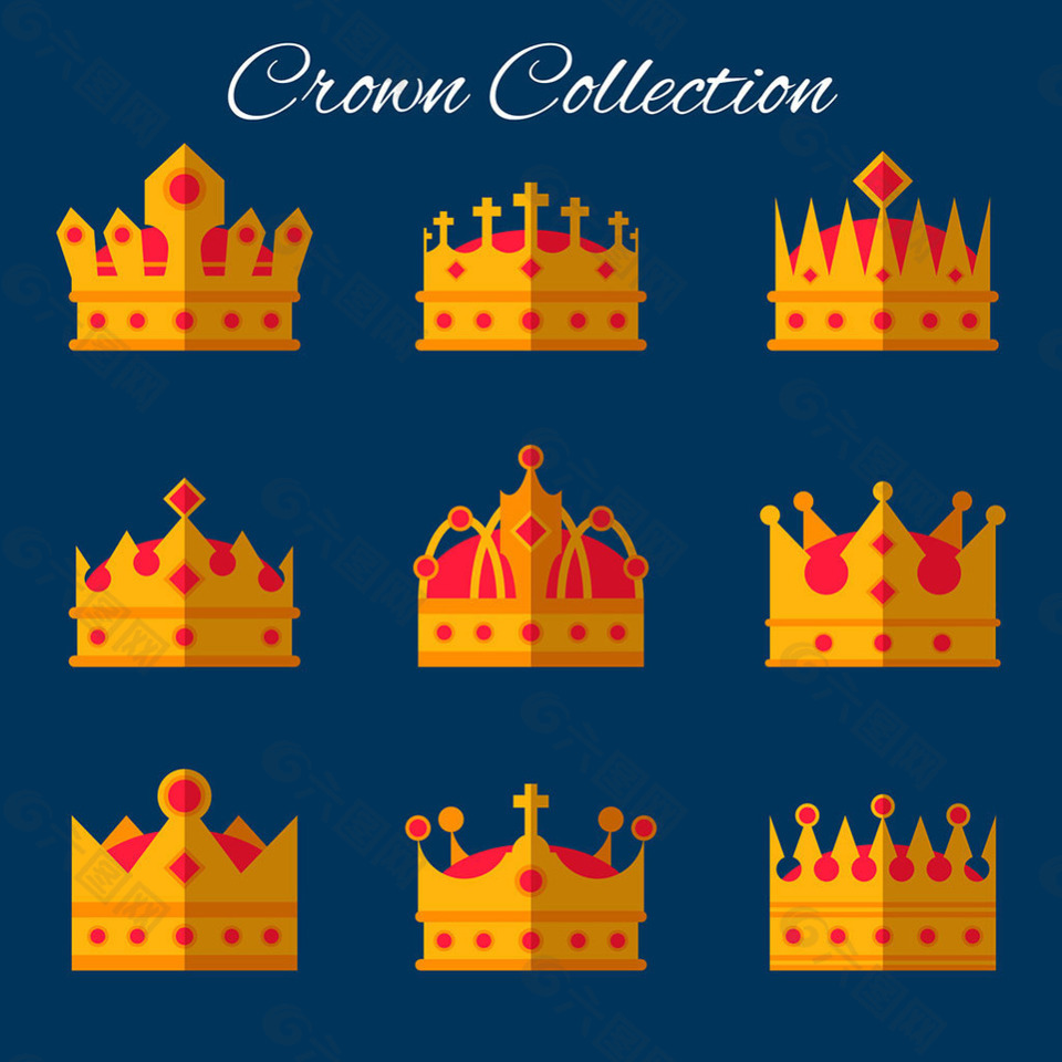 红色宝石皇冠平面设计图标