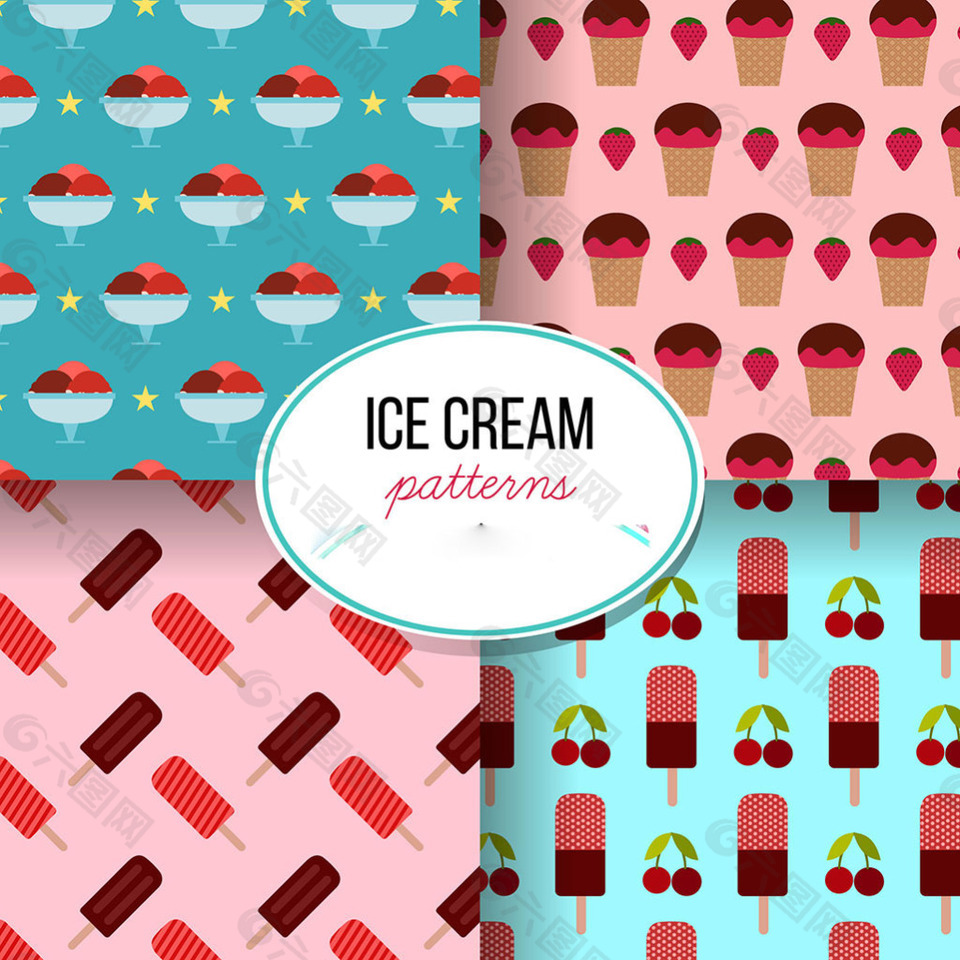 各种冰淇淋装饰图案背景