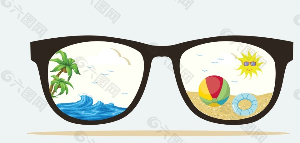 矢量眼镜沙滩