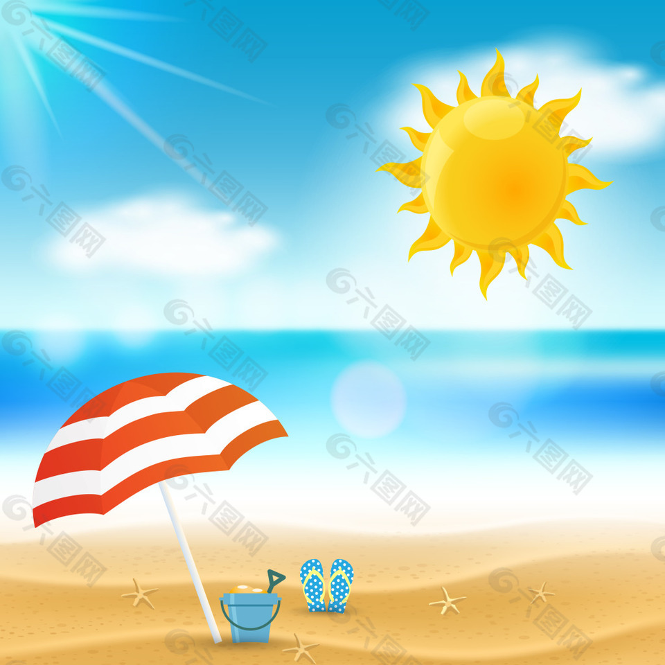 夏季沙滩太阳背景