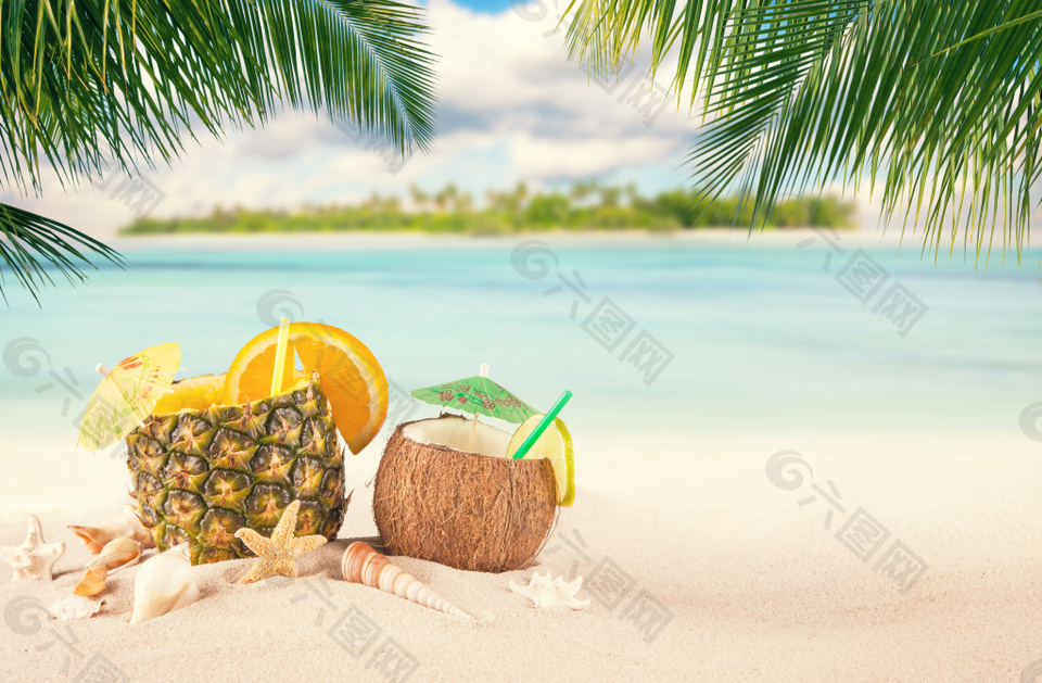 夏季椰子沙滩背景