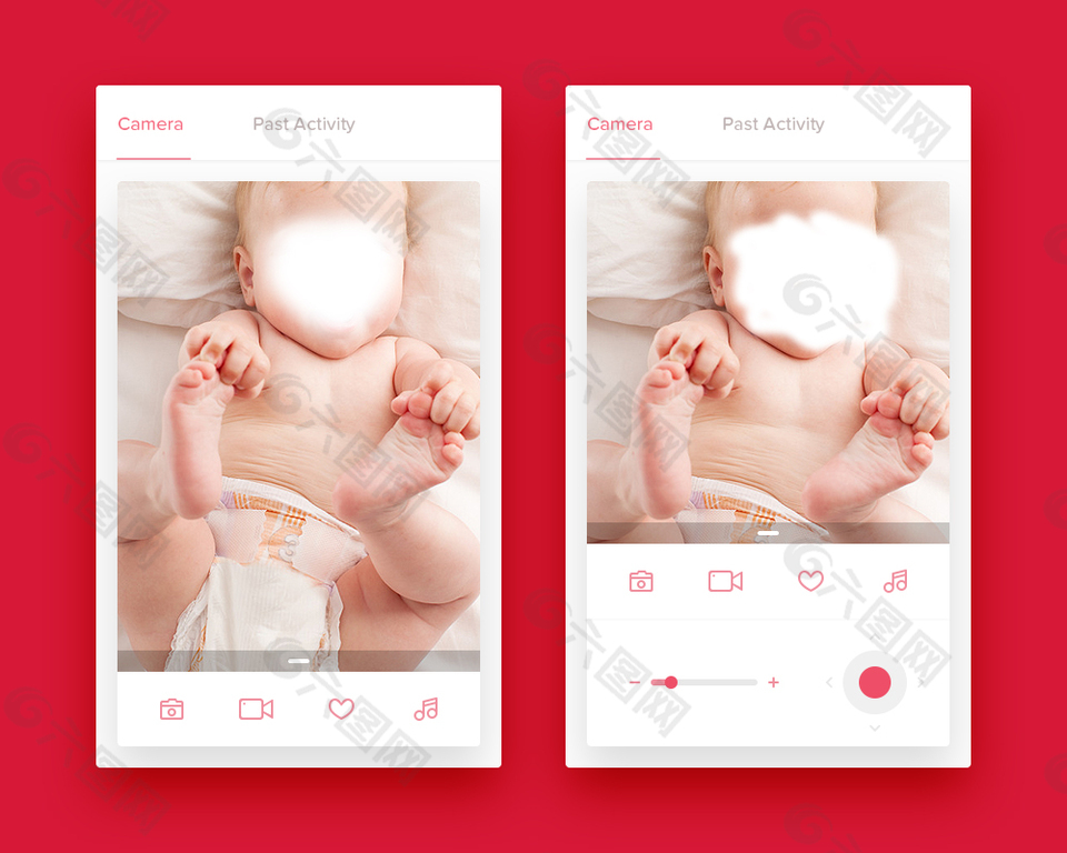 婴儿视频监控界面网页UI素材