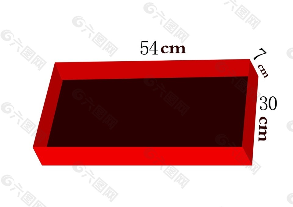 盒子效果图 无盖  54×30×7