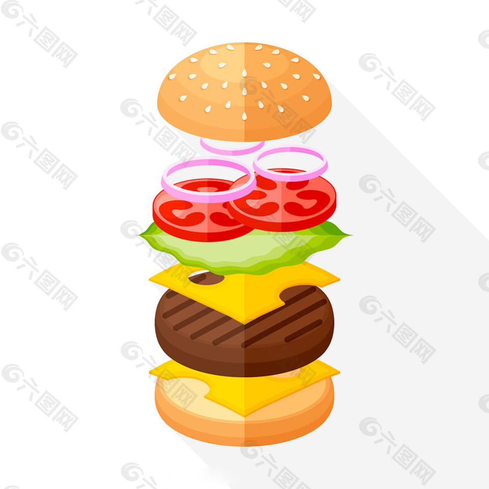 美味汉堡组合图平面背景