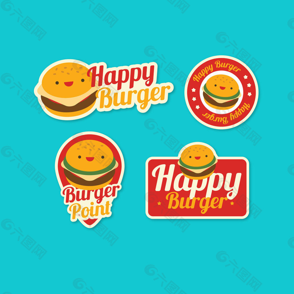 汉堡插图表情图标促销标签