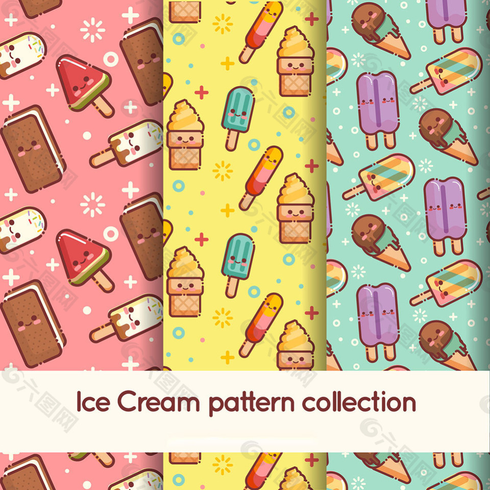 漂亮彩色冰淇淋装饰图案背景