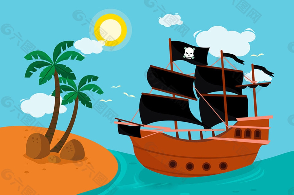 海盗船岛屿背景