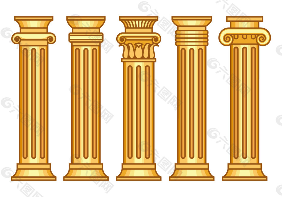 矢量金色罗马柱子