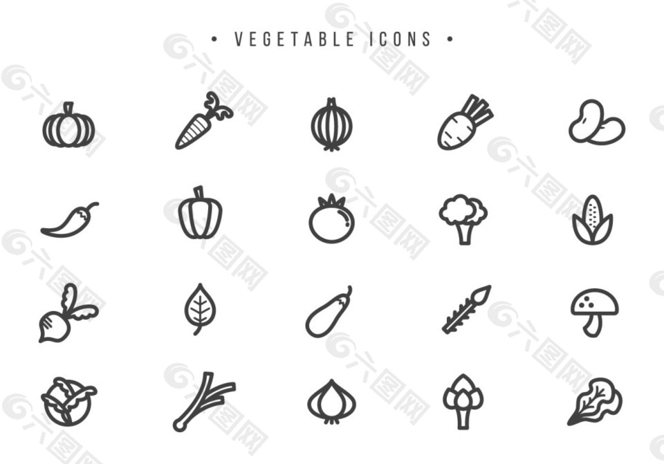 线性蔬菜图标