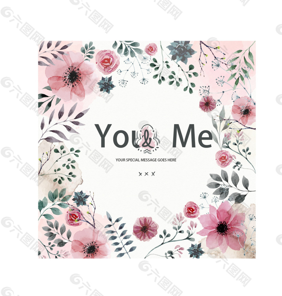 水彩花卉婚礼邀请卡