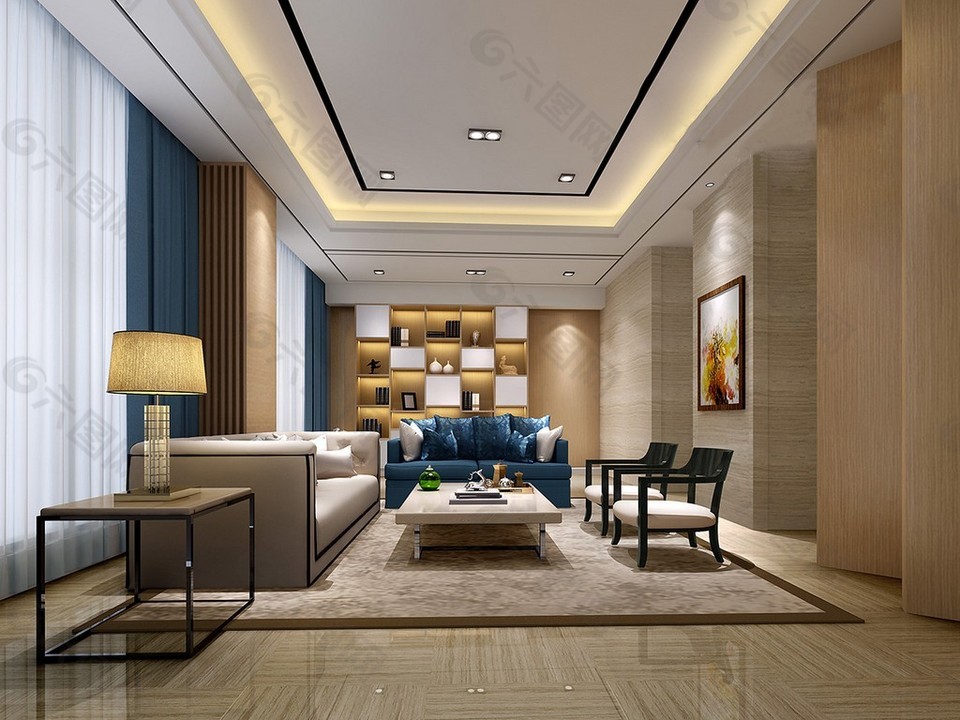 现代简约客厅装修效果图装饰装修素材免费下载(图片编号:8683666)-六