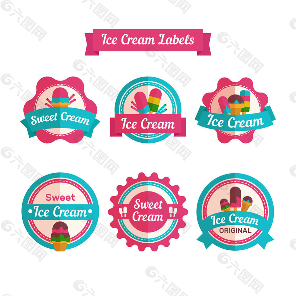 冰淇淋主题彩色贴纸图标