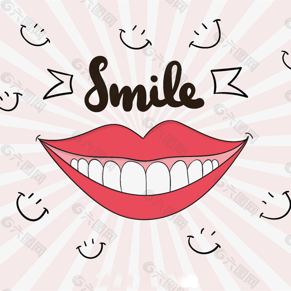 手绘露齿微笑的嘴巴背景