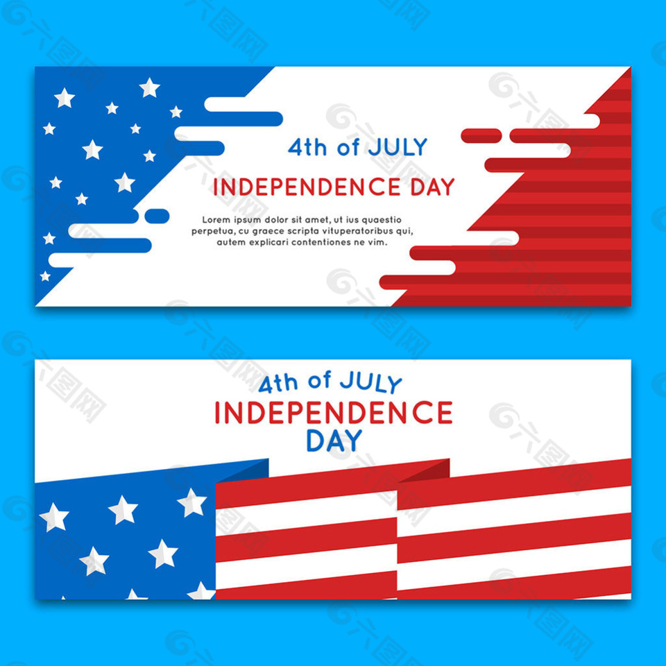 美国独立日星条旗元素横幅设计