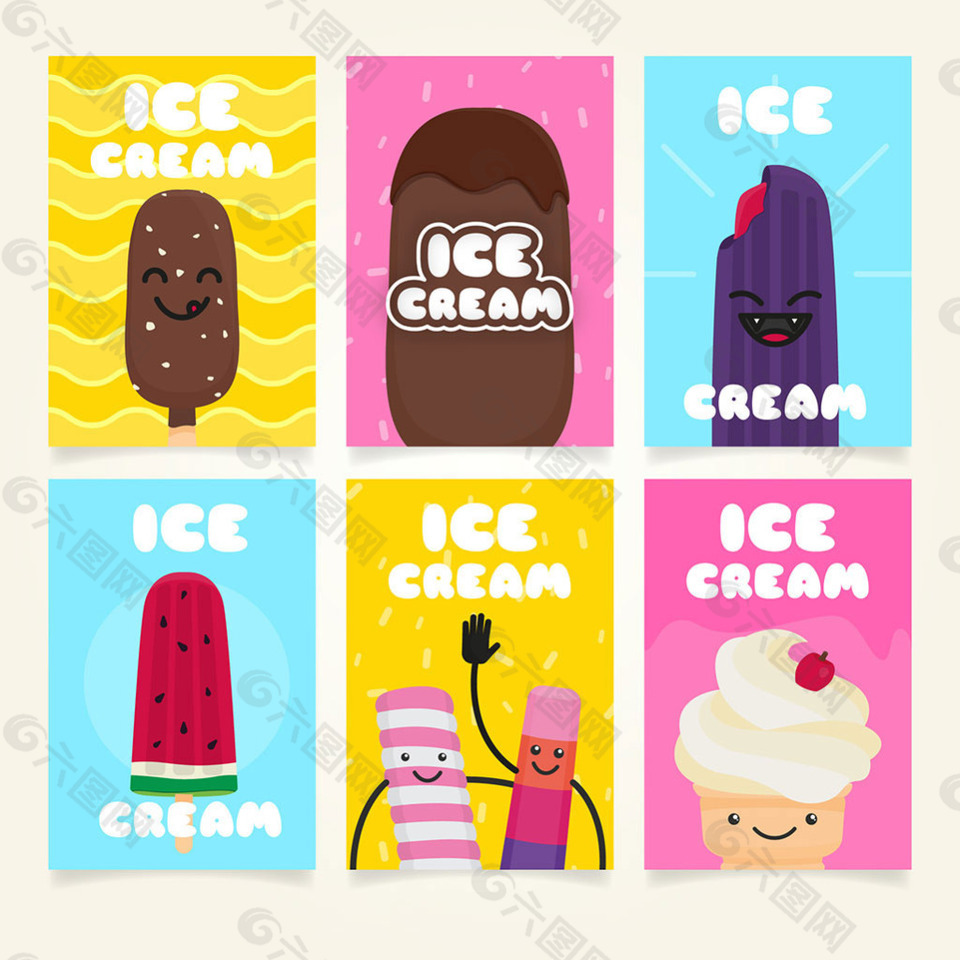 手绘冰淇淋插图卡片