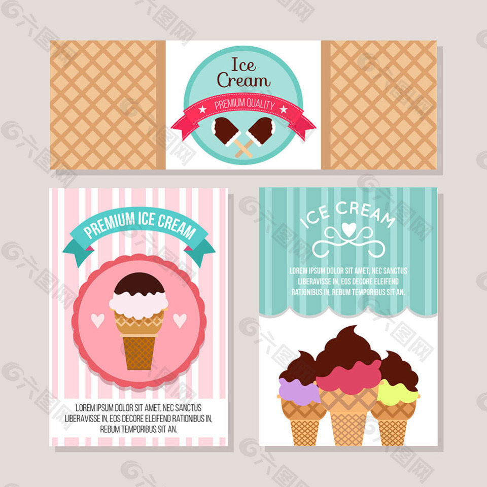 彩色冰淇淋装饰卡片