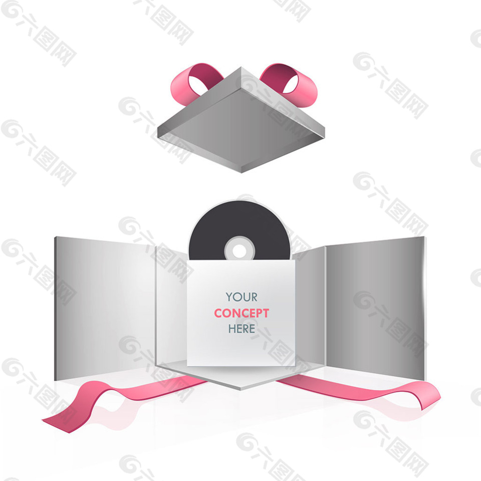 手绘音乐cd光盘包装盒矢量素材