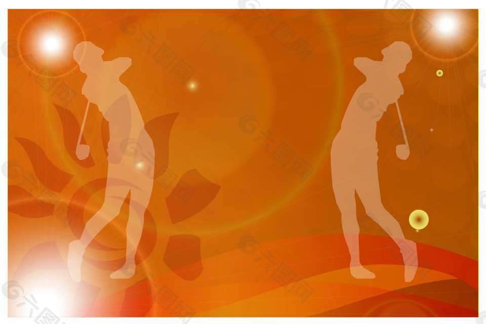 手绘人物花纹橙色背景