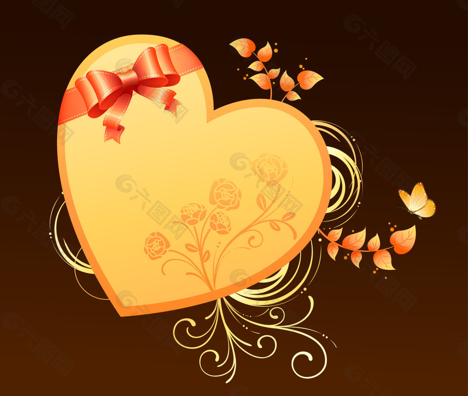 简约黄色心形花纹背景