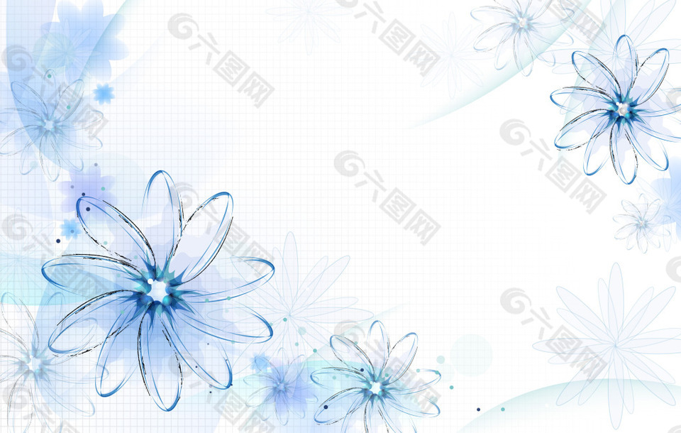 清新蓝色花朵背景