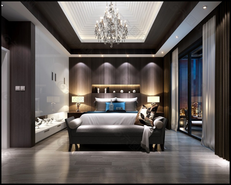 中式时尚卧室装修效果图