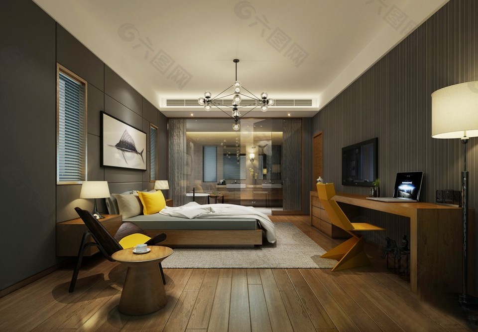 现代时尚卧室装修效果图