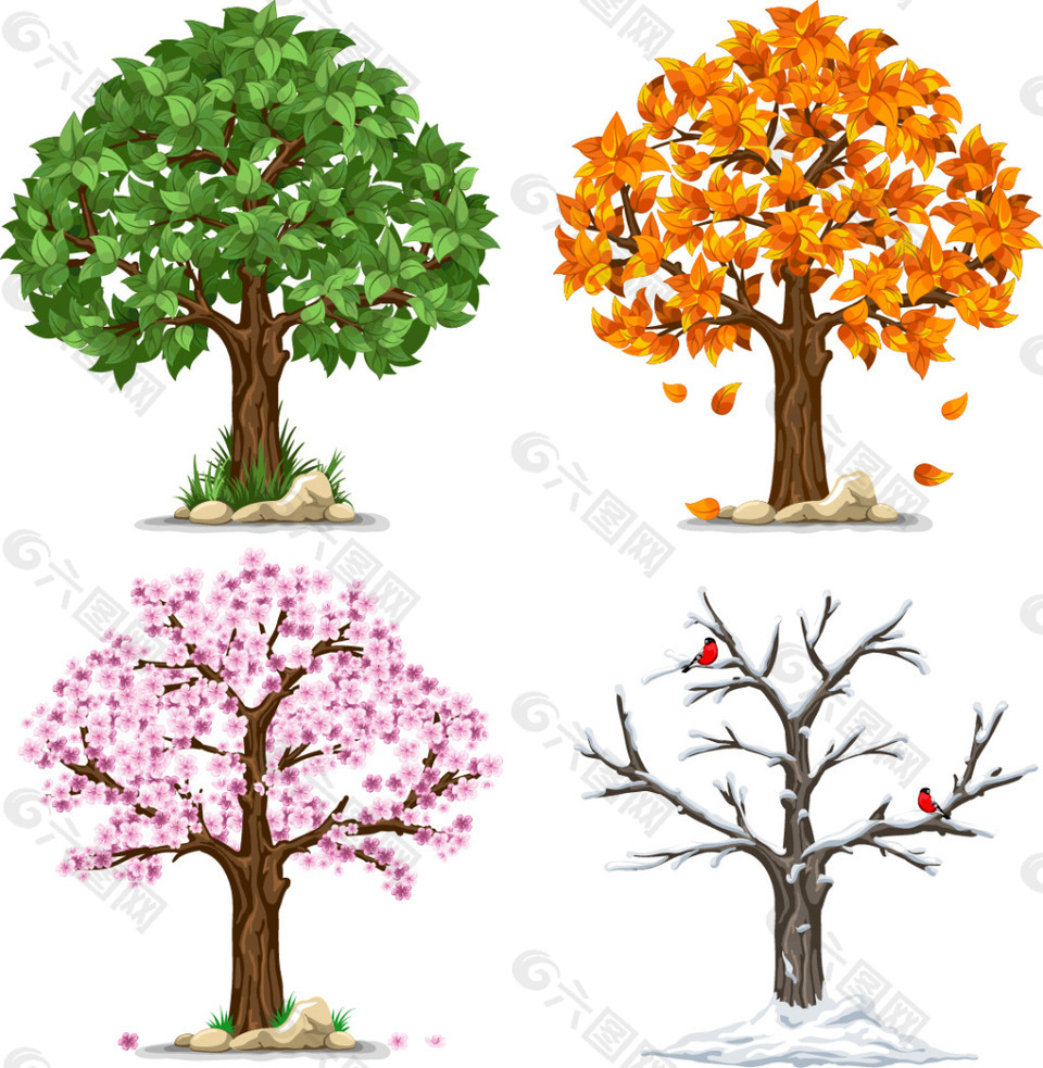 春夏秋冬的大树平面广告素材免费下载 图片编号 六图网