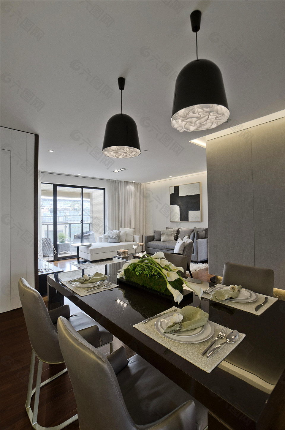 现代中式餐厅装修效果图