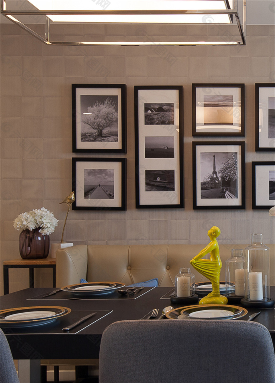 现代中式餐厅装修效果图