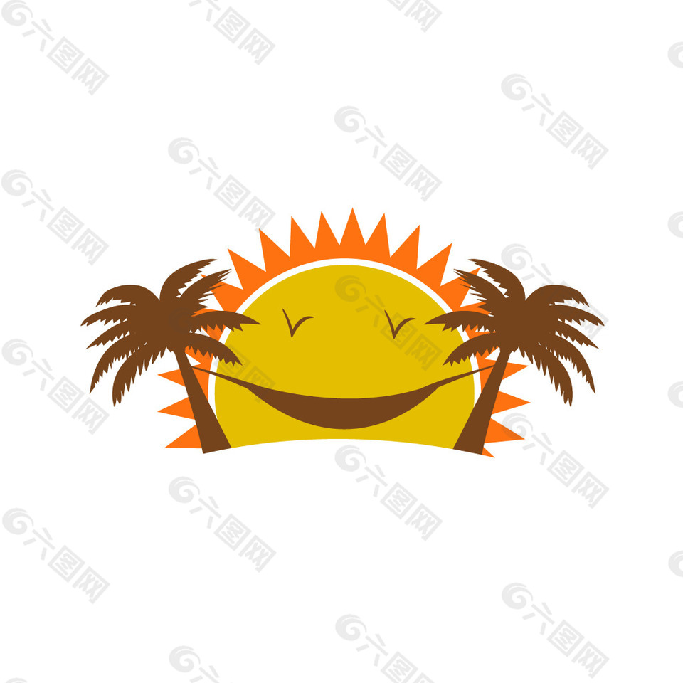 笑脸太阳椰树元素