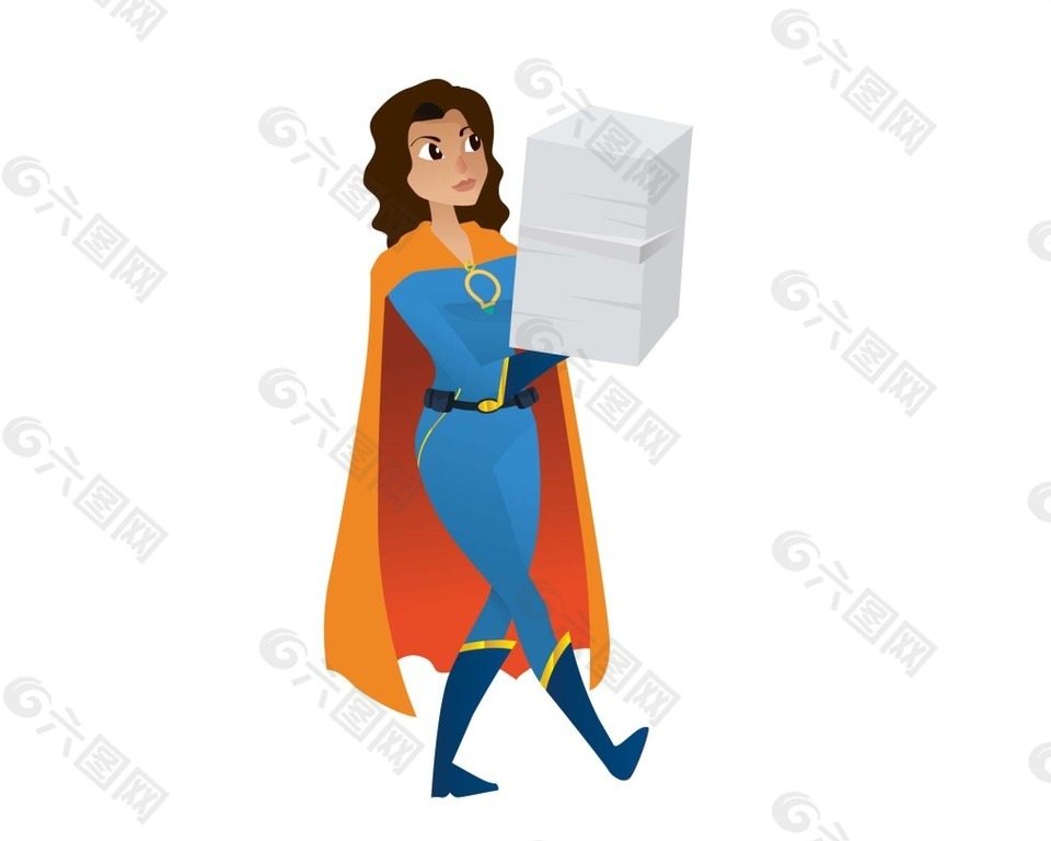 超人女孩卡通形象矢量素材