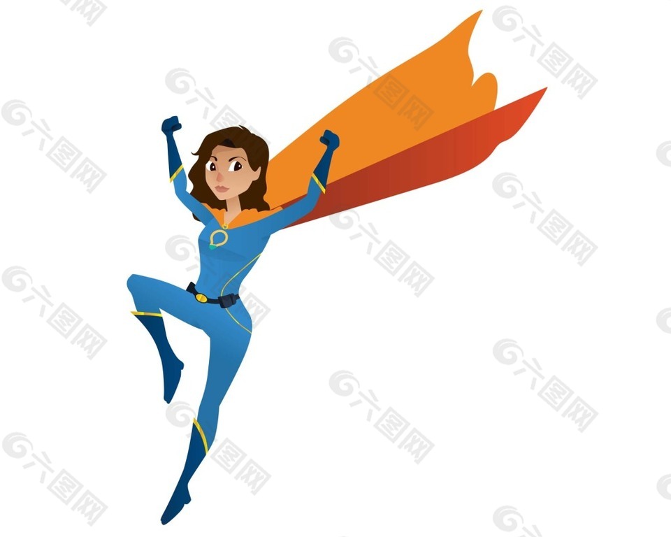 超人女孩卡通形象矢量素材