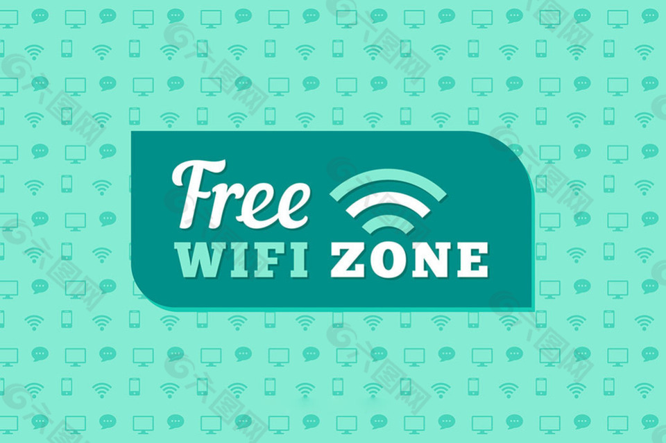 免费wifi区图标绿色装饰图案背景