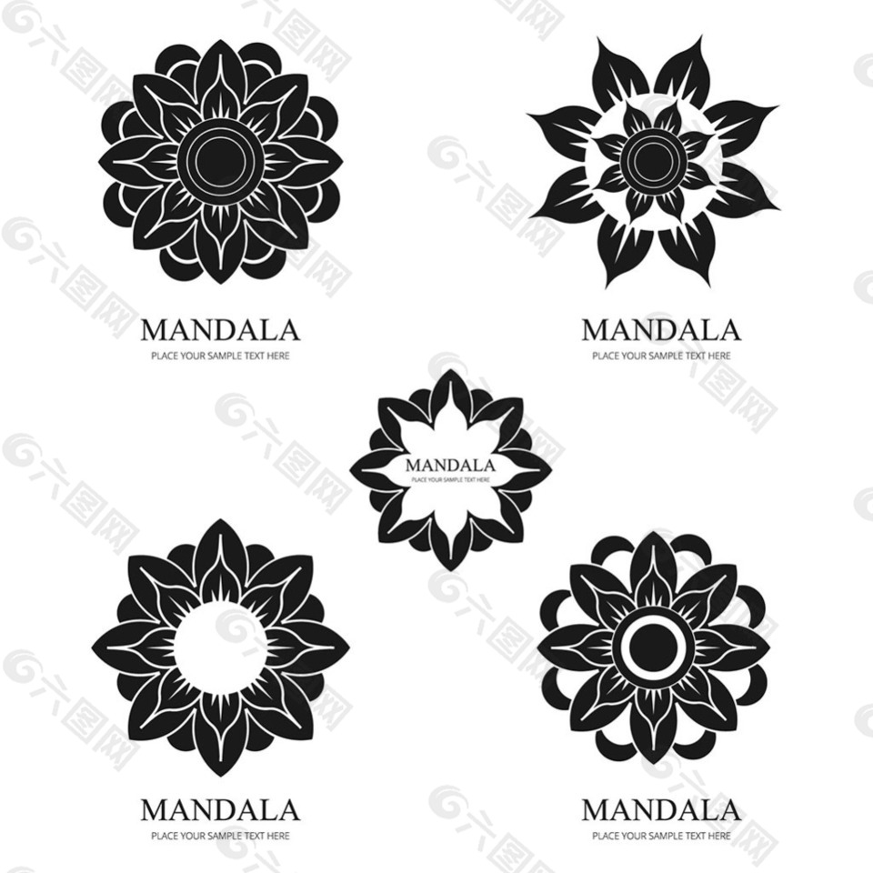 各种对称曼荼罗图案徽标