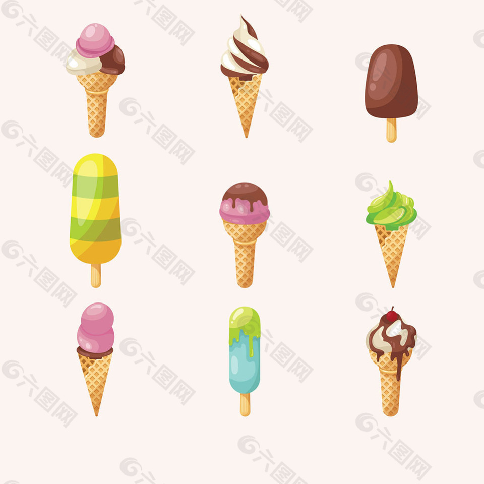 写实风格冰淇淋雪糕插图