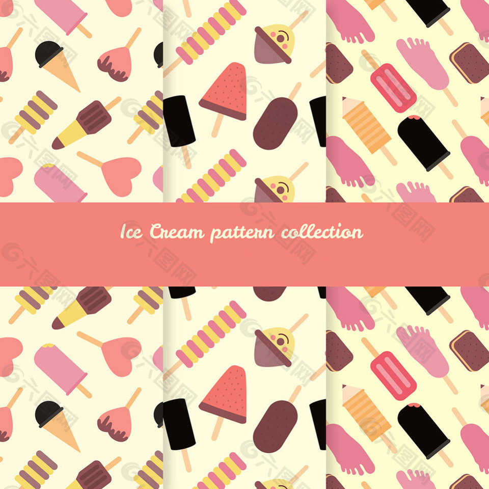 各种冰淇淋雪糕装饰图案背景