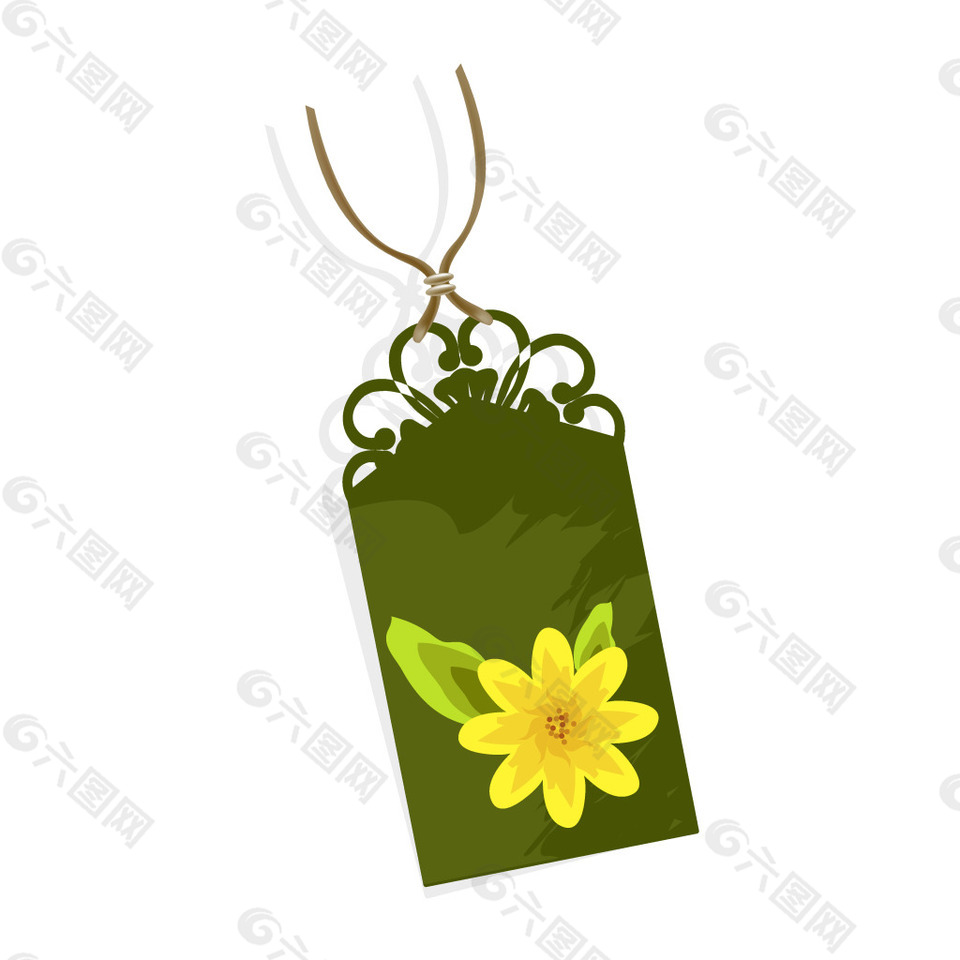 绿色卡片花朵元素