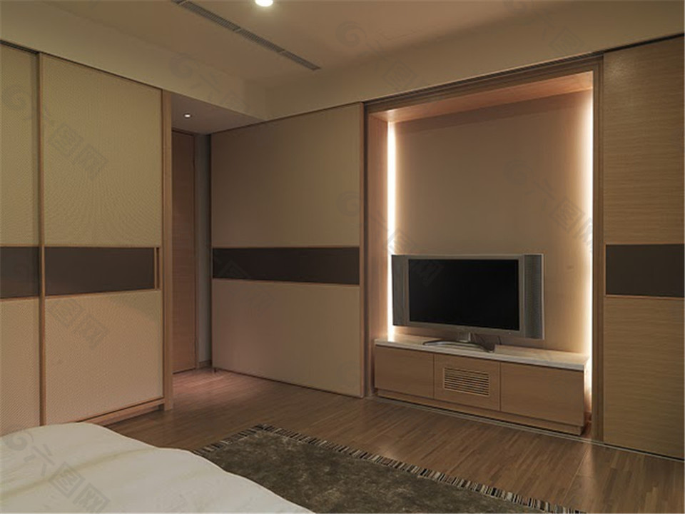 现代简约卧室电视墙设计图
