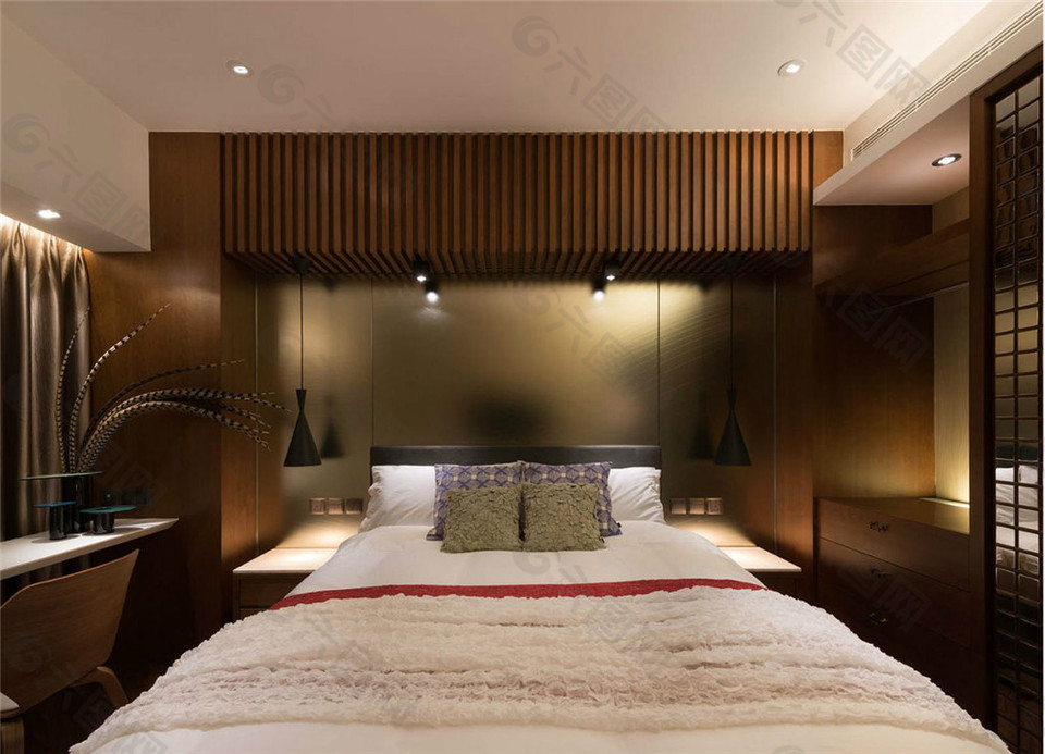 现代卧室大床设计图