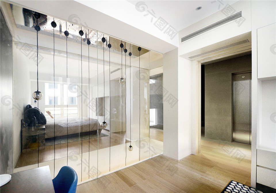 现代简约室内玻璃墙设计图