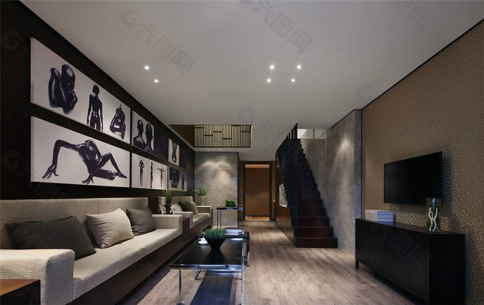 现代客厅沙发背景墙设计图